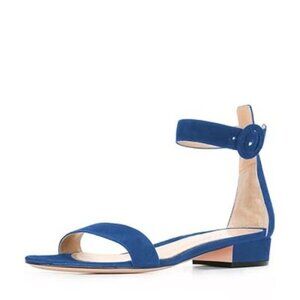 YDN Women Low Heeled Ankle Strap Sandals Open Toe Block Flat Shoe Buckle